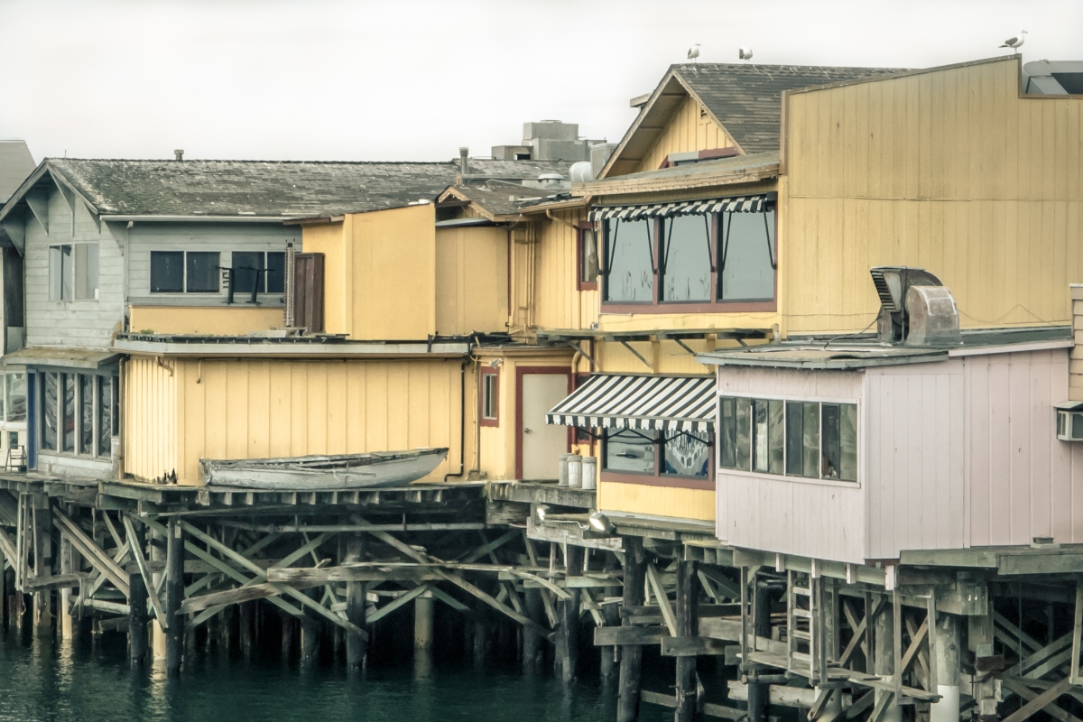 A close-up shot of the back of Fisherman's Wharf in Monterey, CA NotSoSAHM
